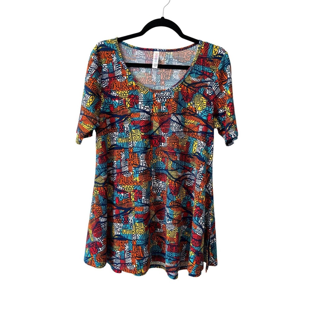 Lularoe Womens Top Sz Small Red Geo-Print Tunic